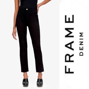 FRAME Denim Jeans Le High Straight Size 27 Film Noir Black Stretch